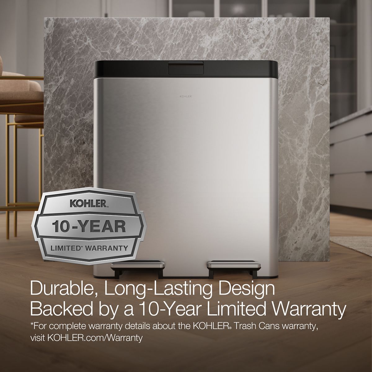 21.7 Gallon SS Dual Bin Step Trash Can | K-23828 | KOHLER