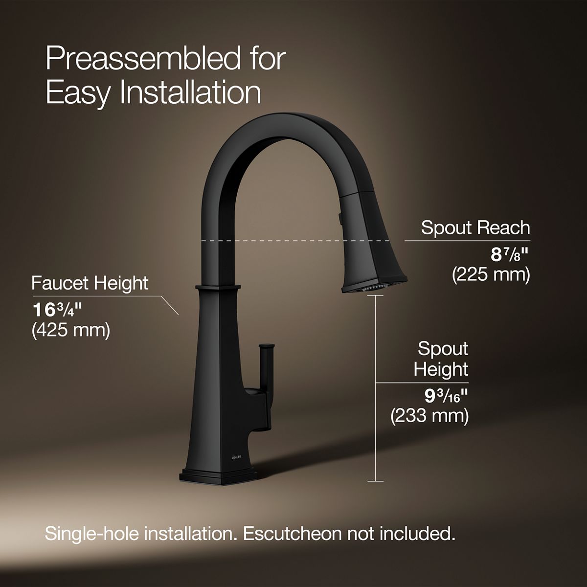 3/4 view of product with dimensions