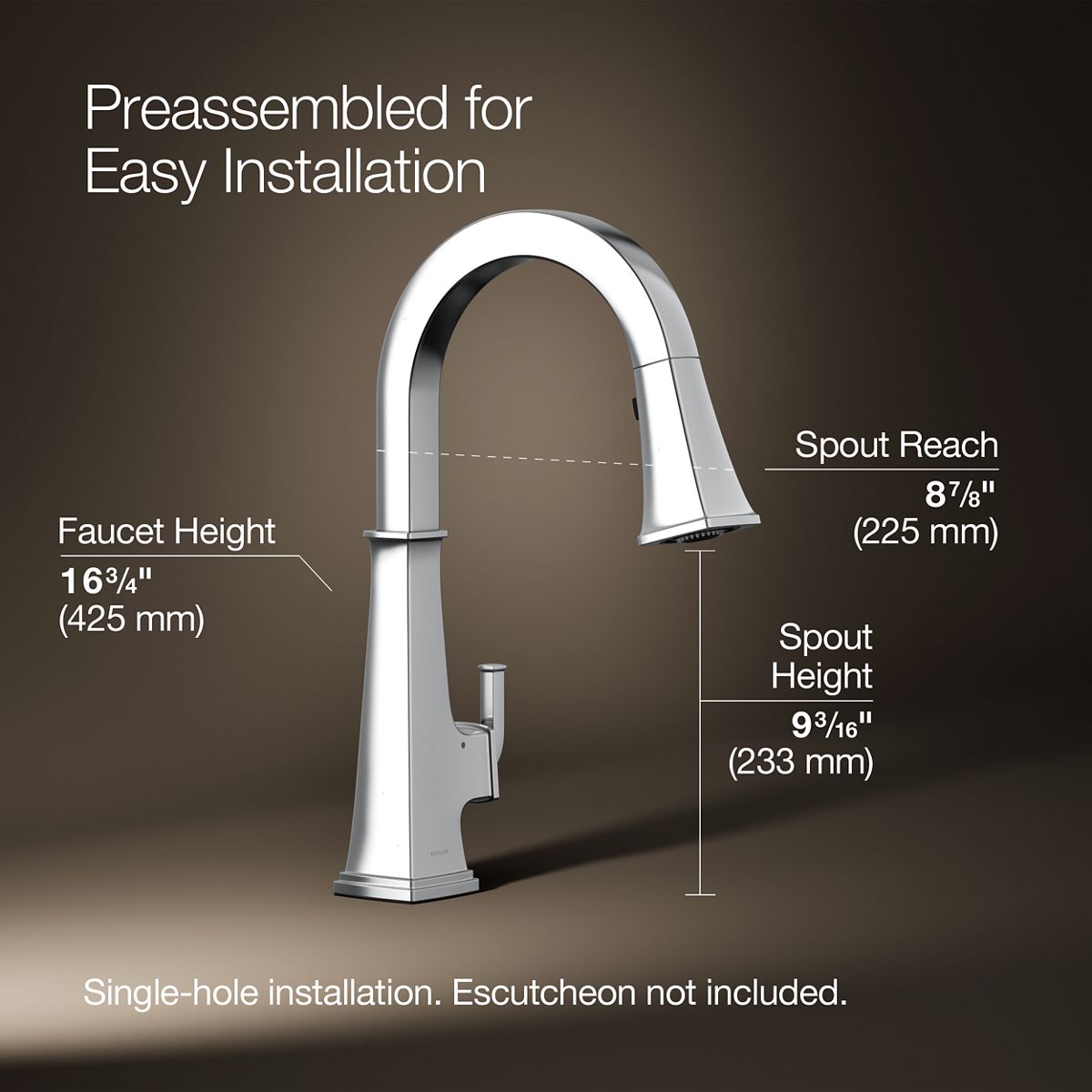 3/4 view of product with dimensions