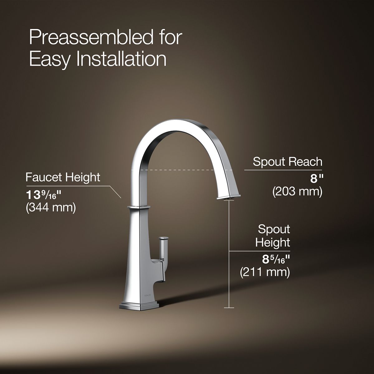 3/4 view of product with dimensions