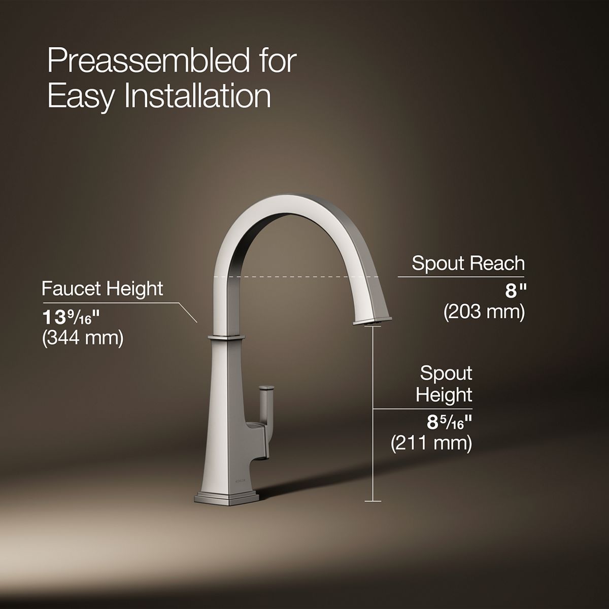 3/4 view of product with dimensions