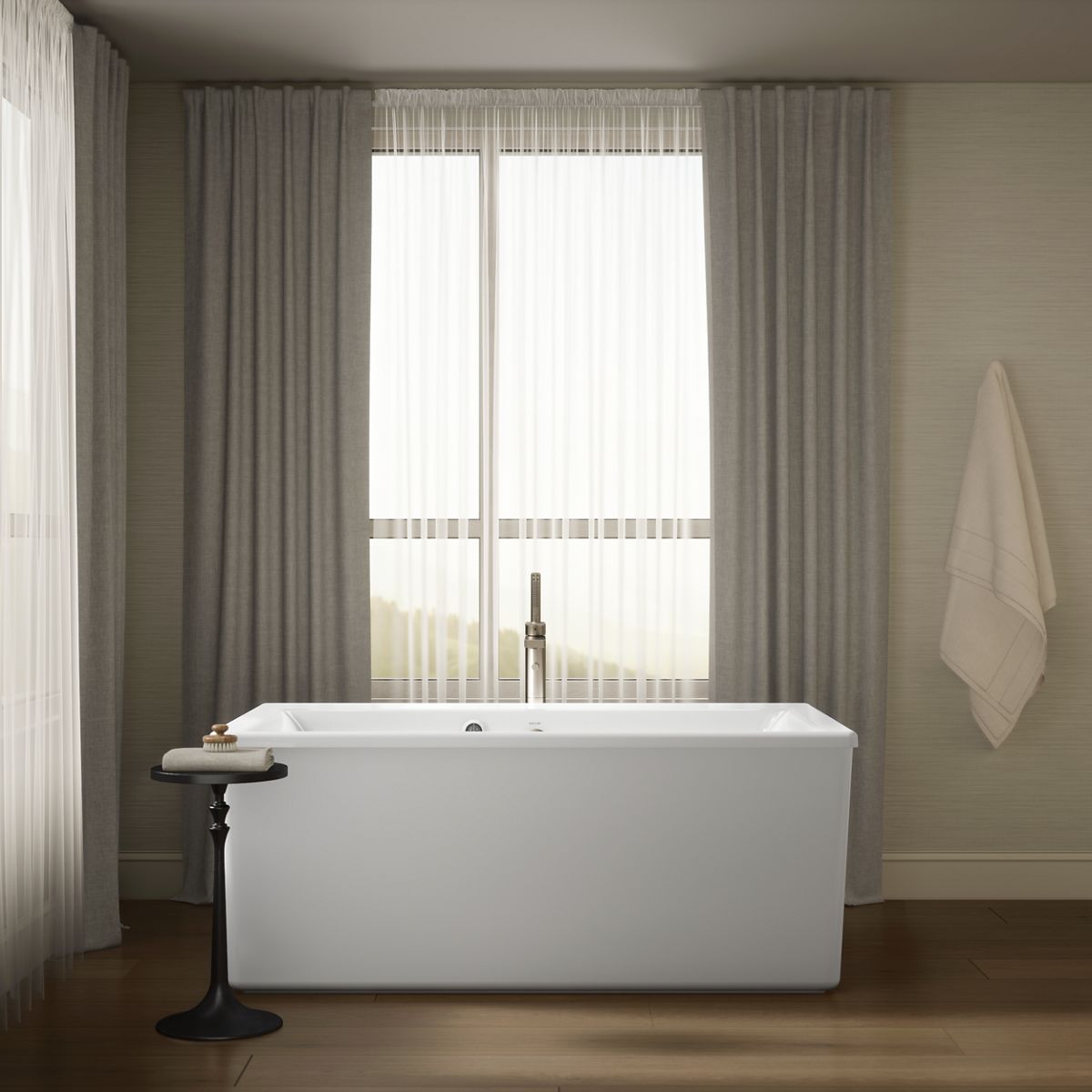 Up to 2 walls & multiple product categories visible, 1-point perspective