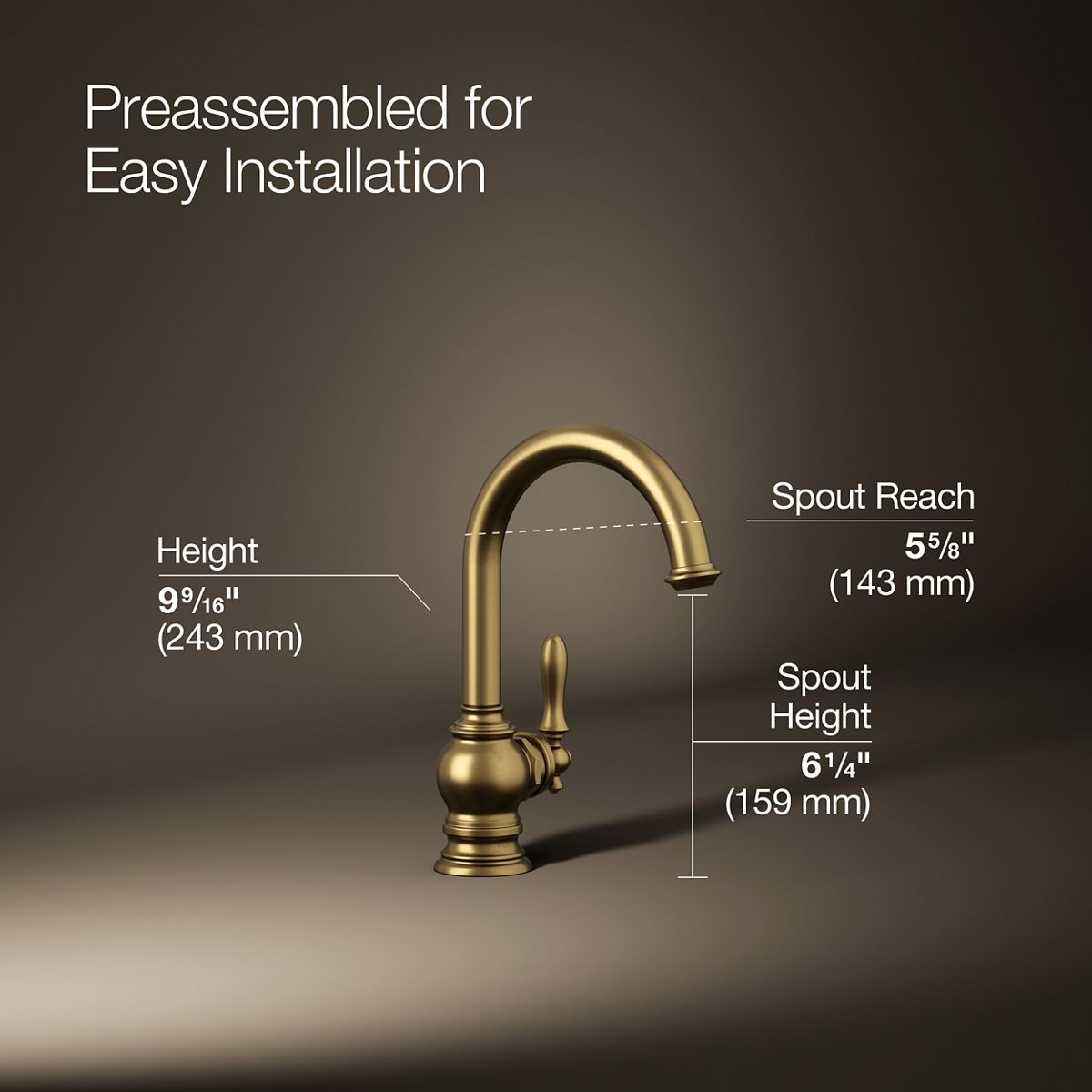 3/4 view of product with dimensions