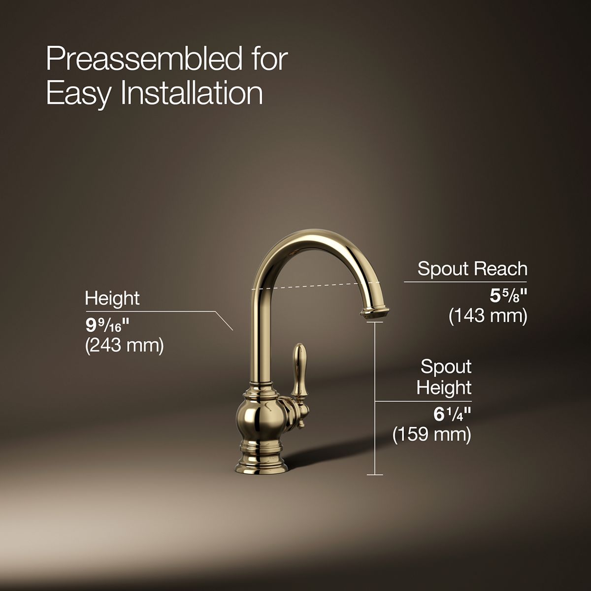 3/4 view of product with dimensions