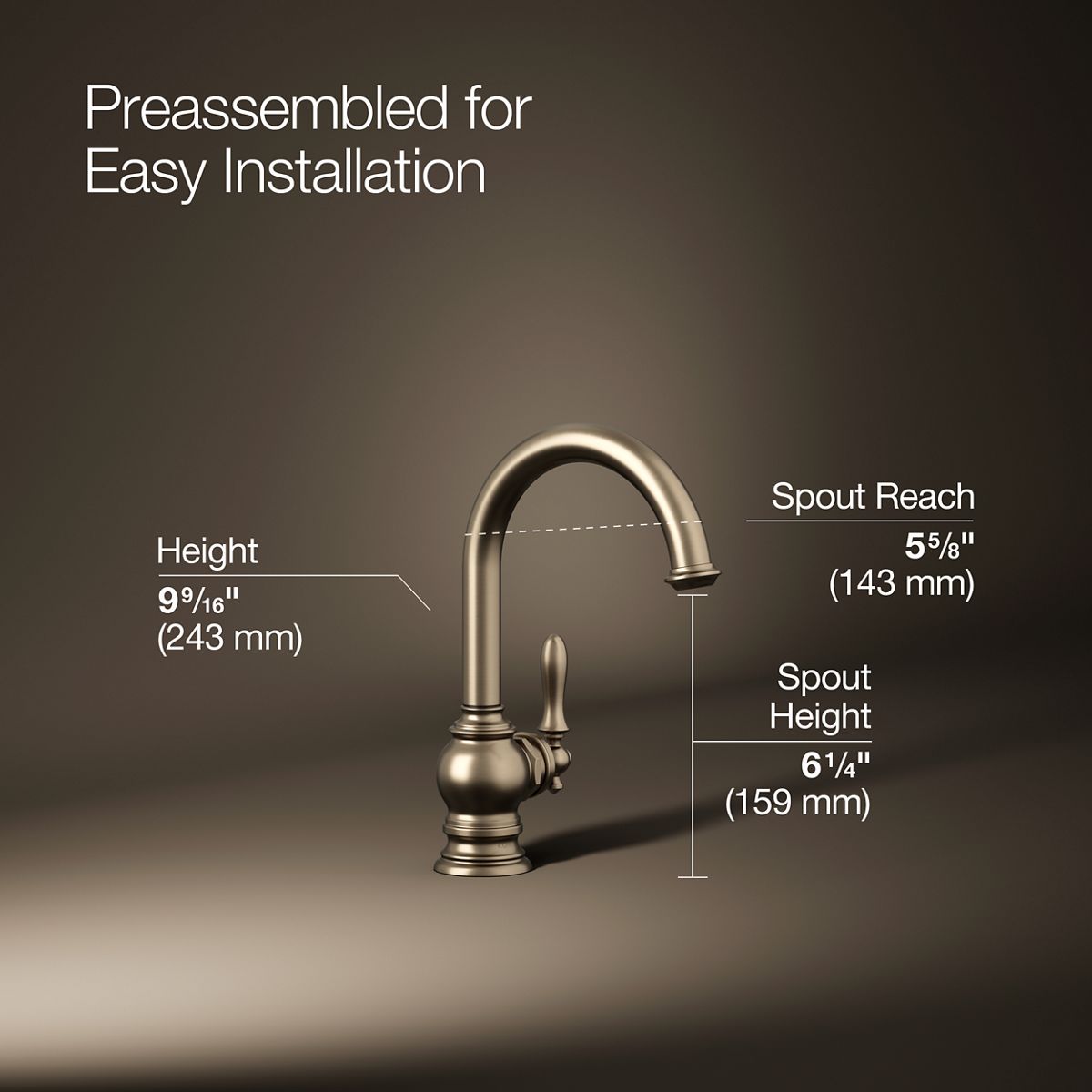3/4 view of product with dimensions