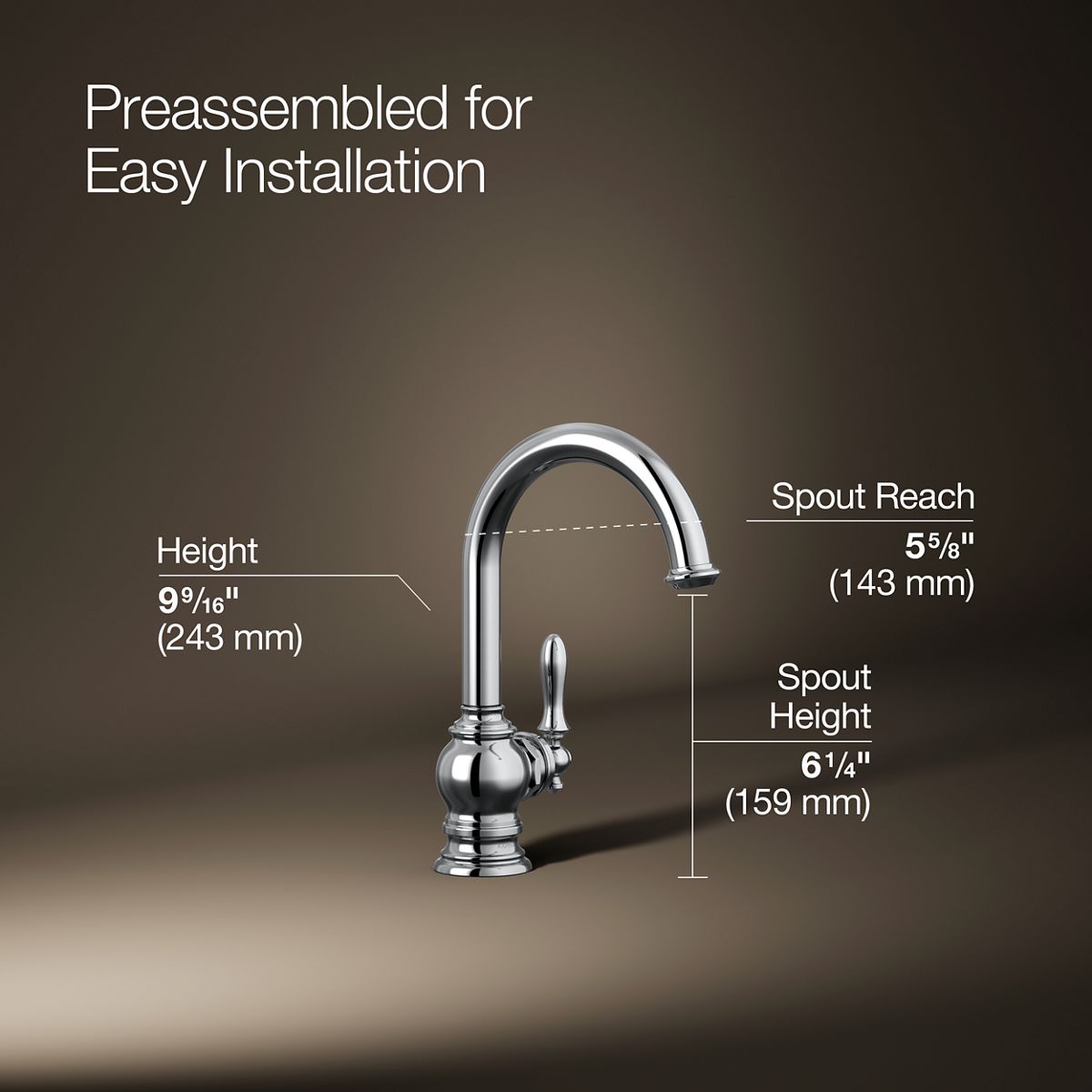 3/4 view of product with dimensions