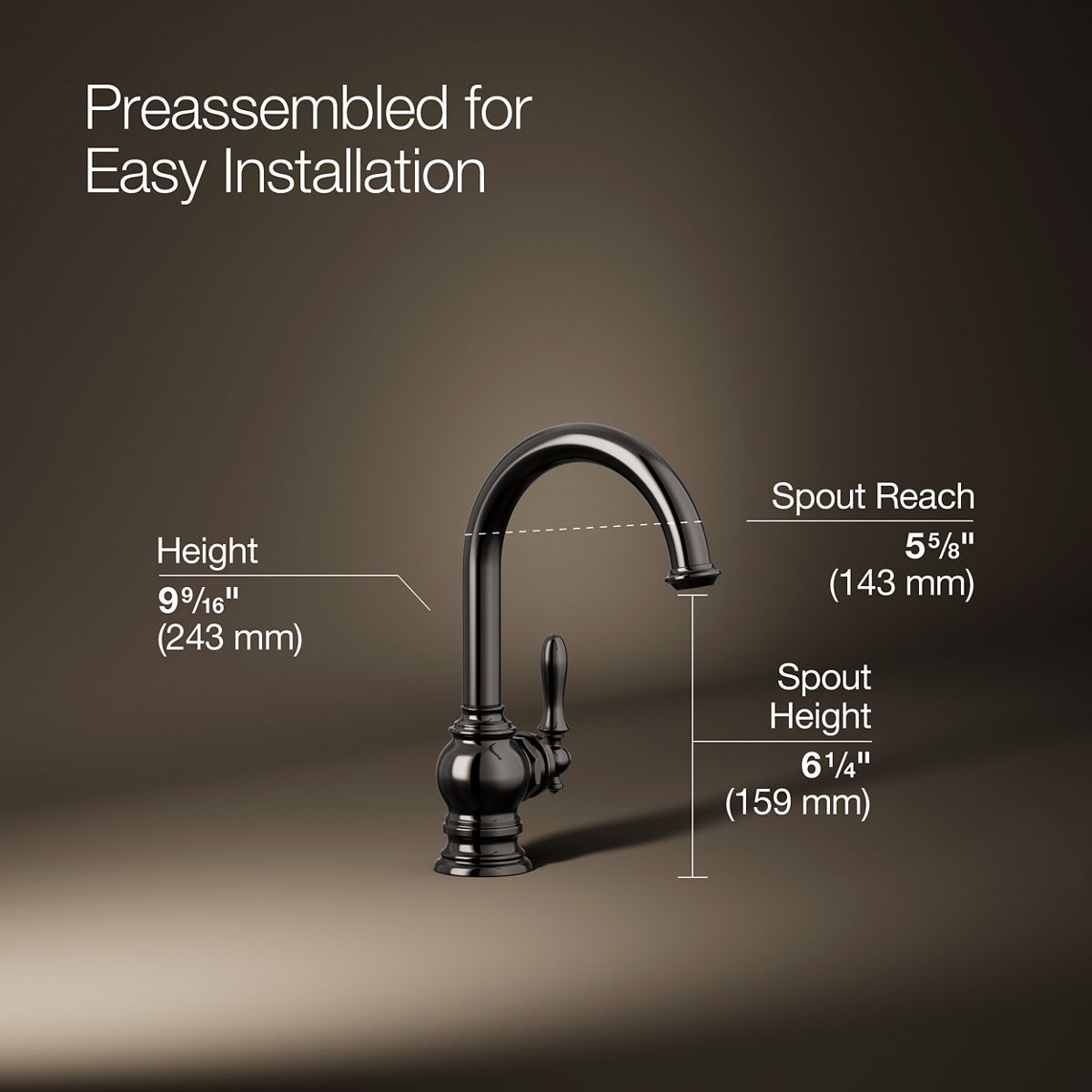 3/4 view of product with dimensions