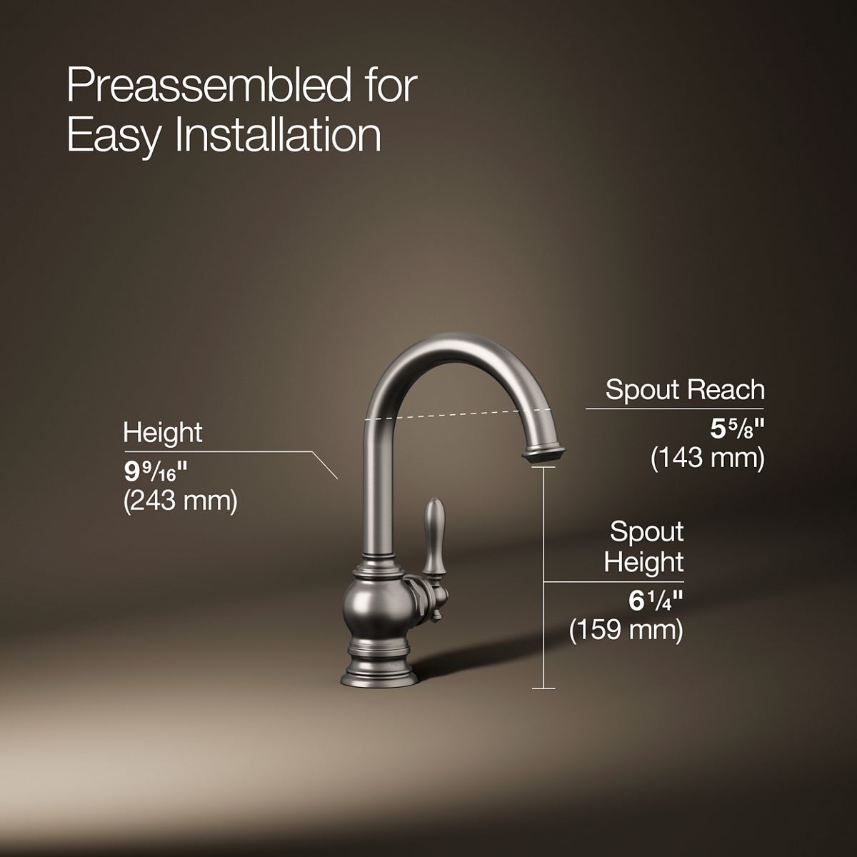 3/4 view of product with dimensions