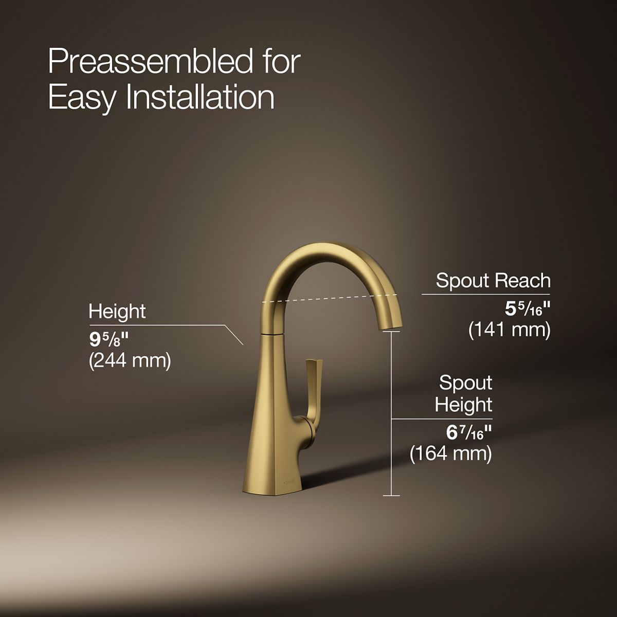 3/4 view of product with dimensions