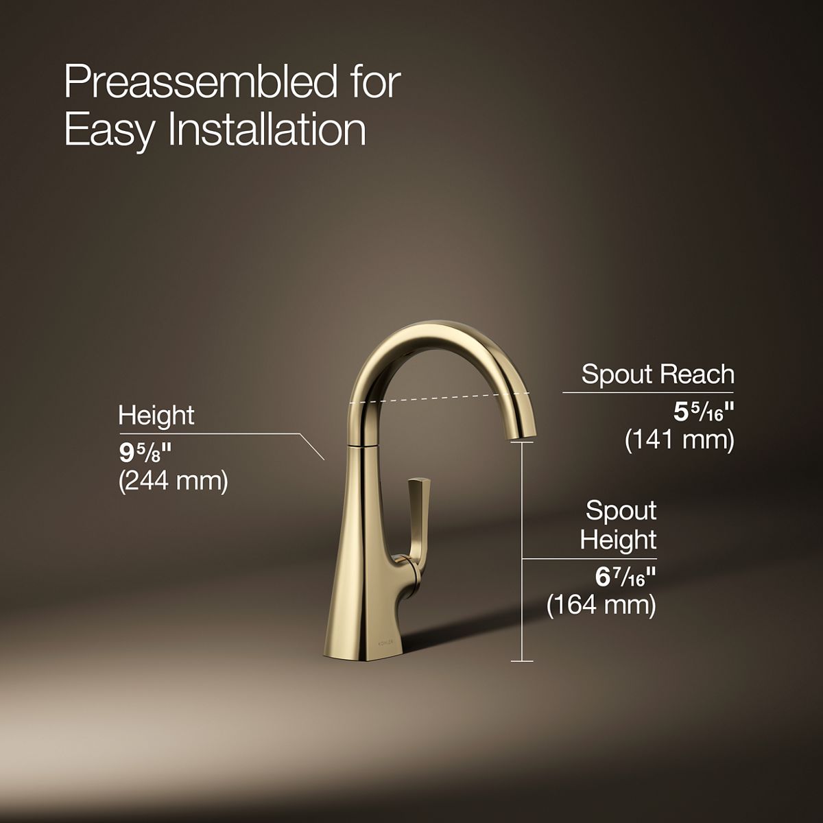 3/4 view of product with dimensions
