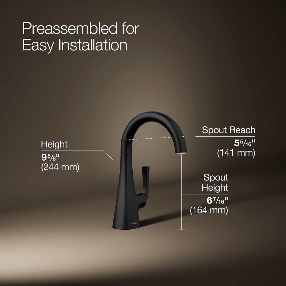 3/4 view of product with dimensions