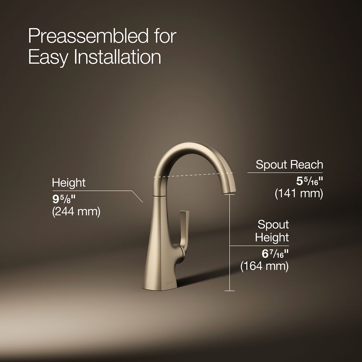 3/4 view of product with dimensions