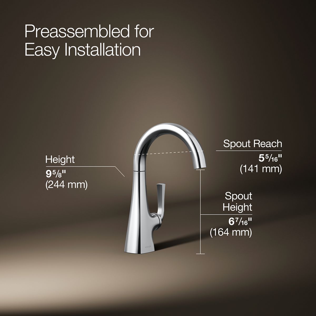 3/4 view of product with dimensions