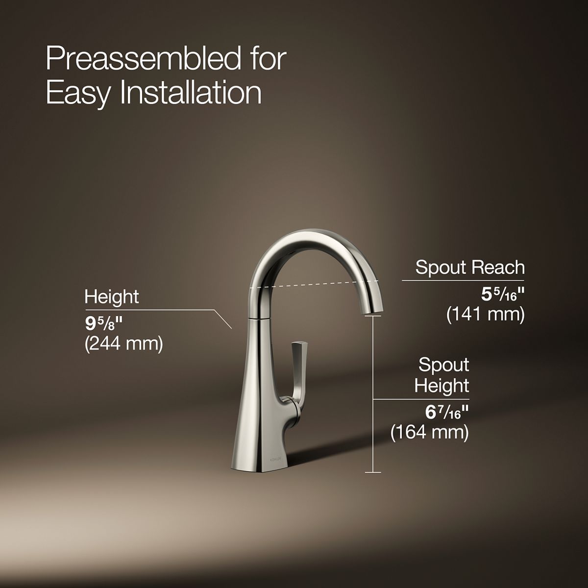 3/4 view of product with dimensions
