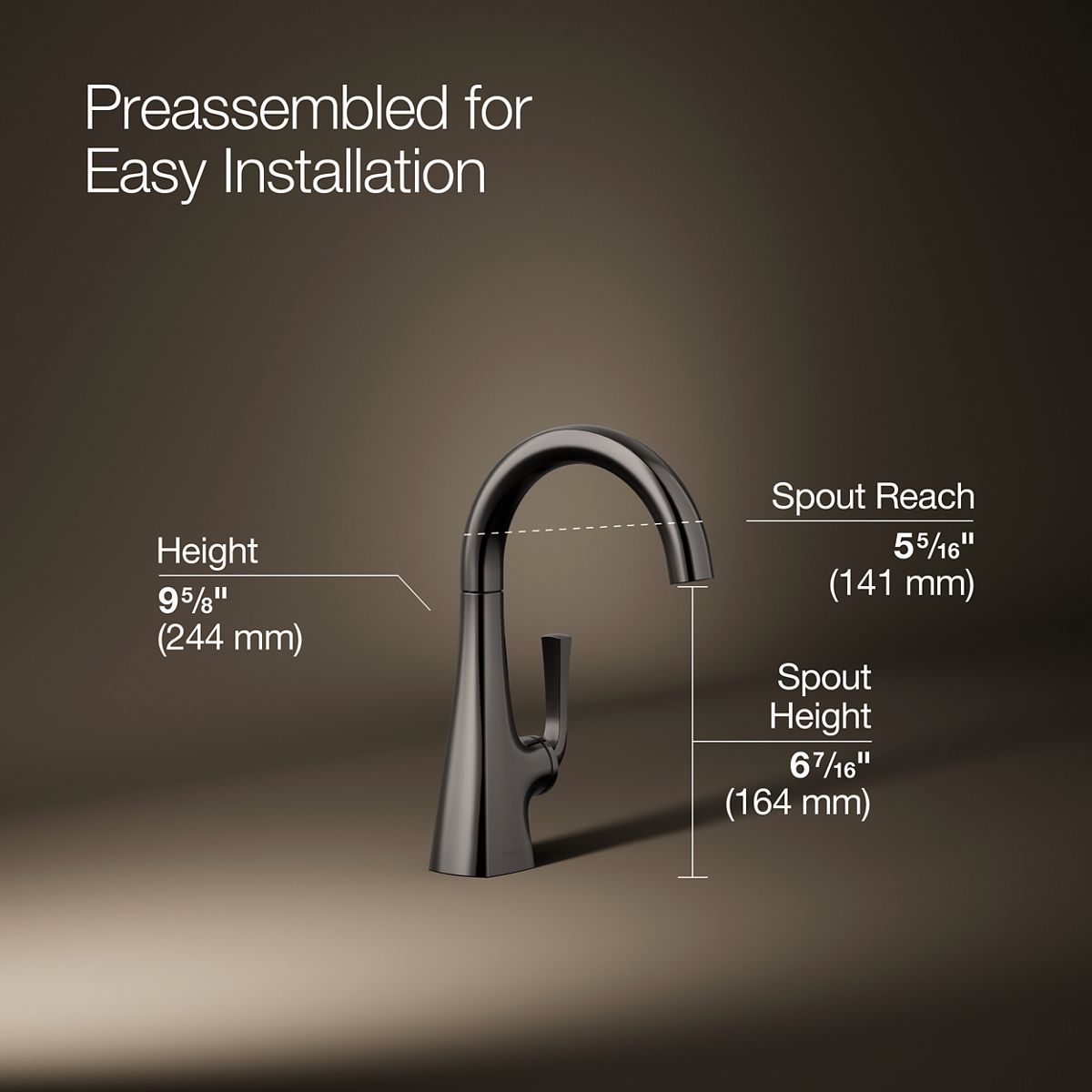 3/4 view of product with dimensions