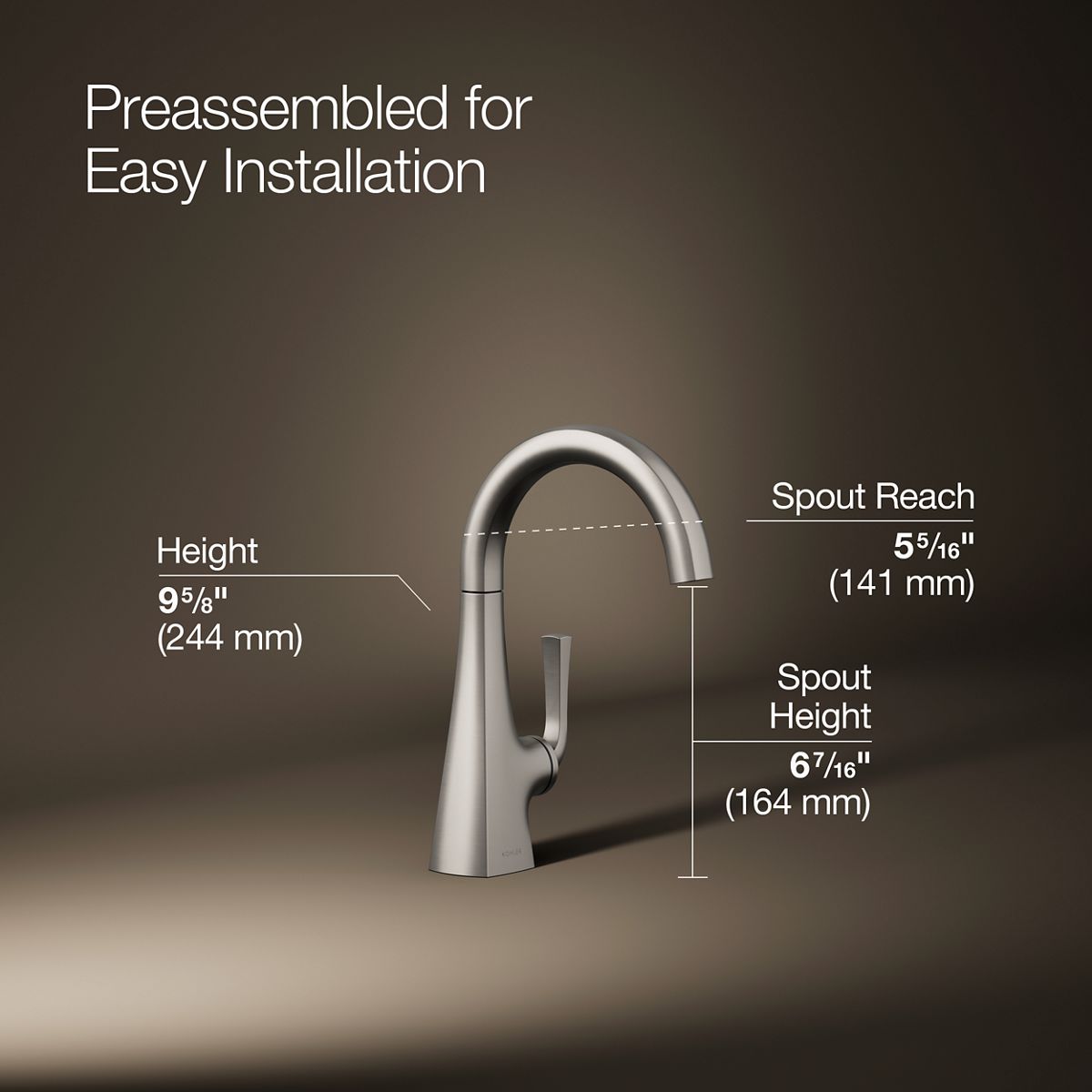3/4 view of product with dimensions