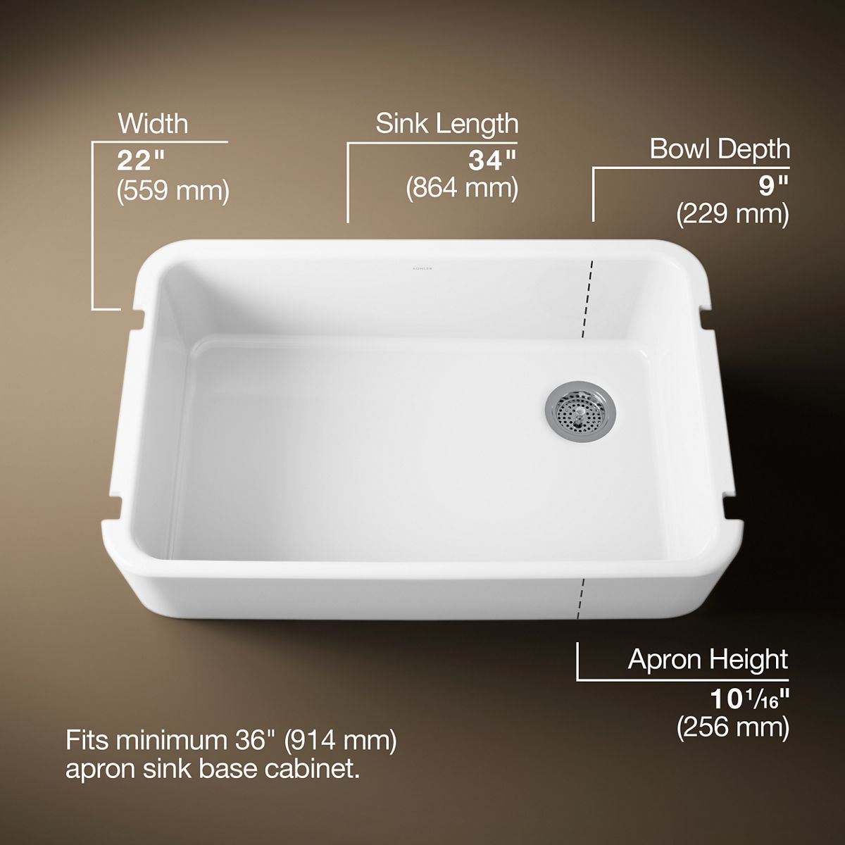3/4 view of product with dimensions
