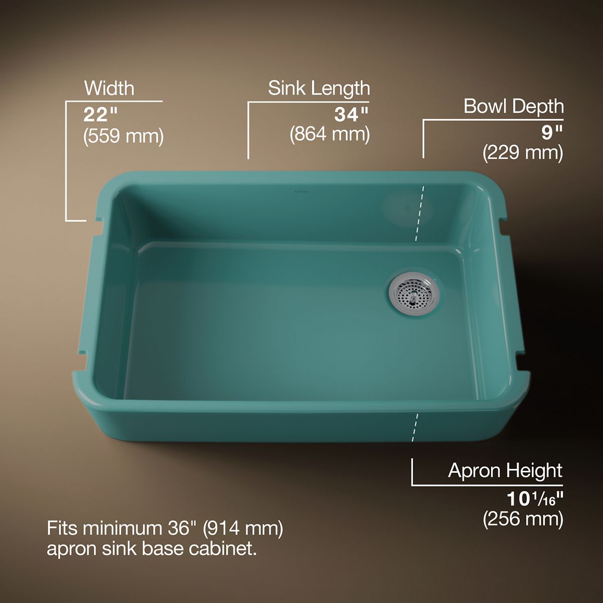 3/4 view of product with dimensions