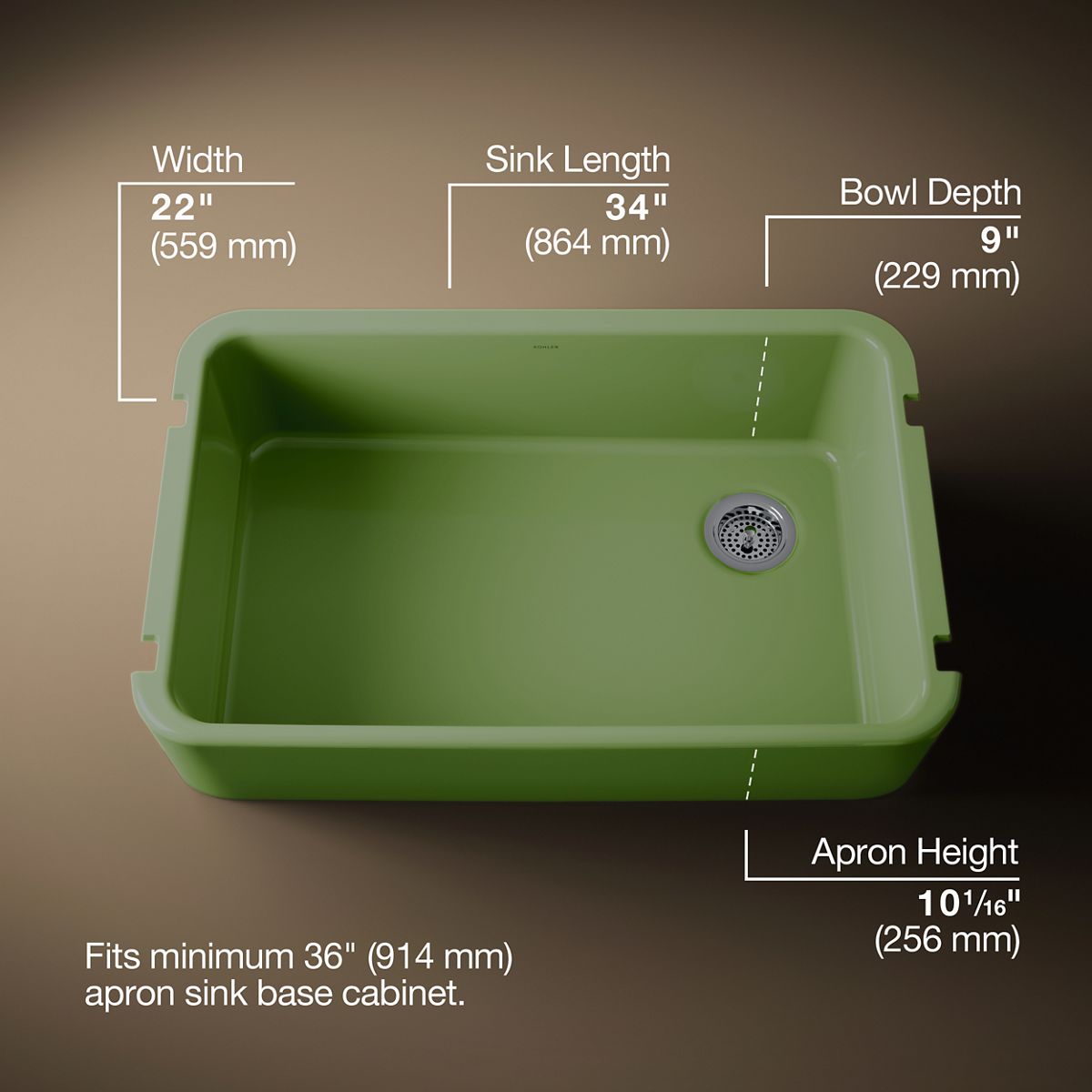 3/4 view of product with dimensions
