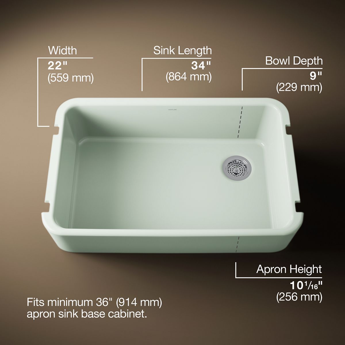 3/4 view of product with dimensions