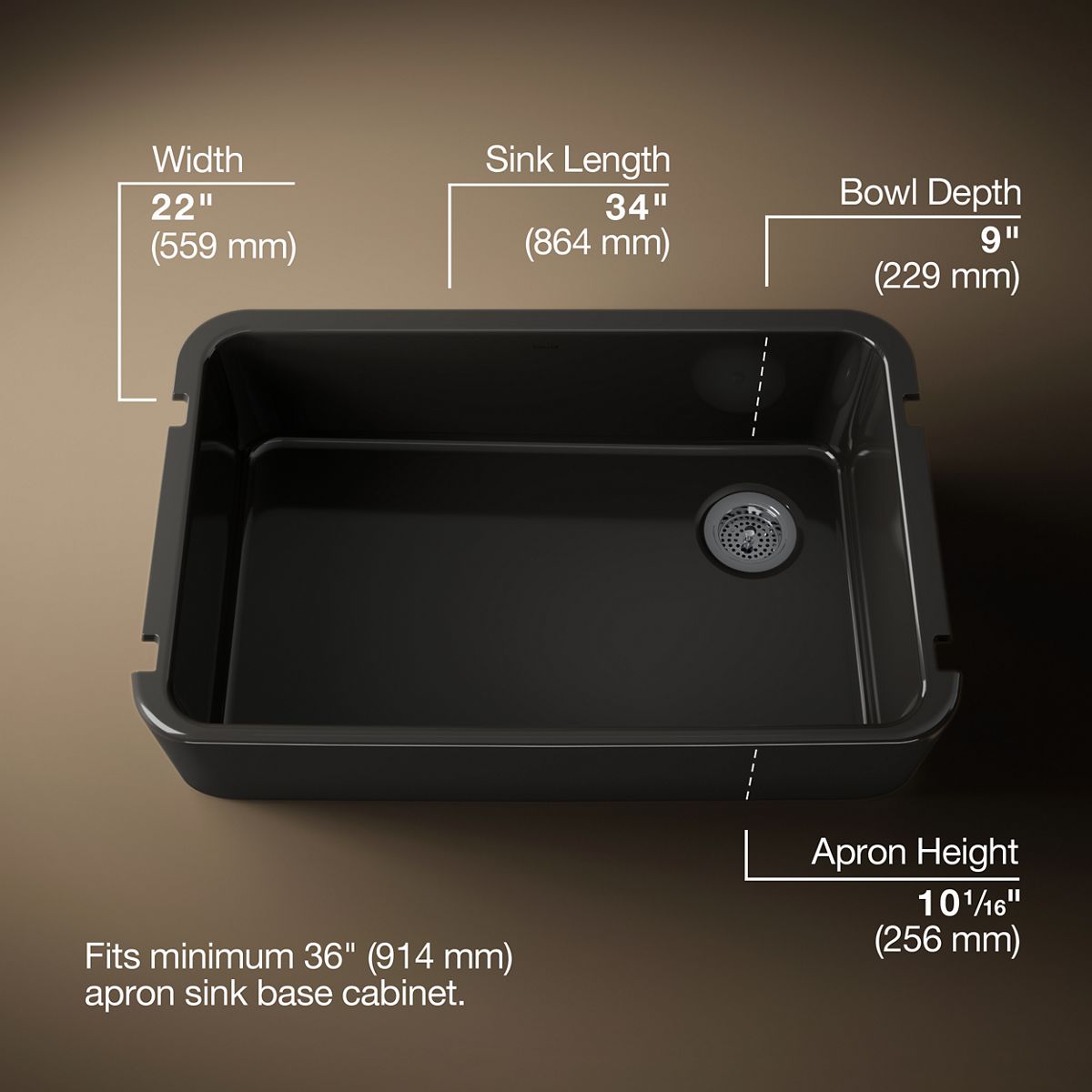 3/4 view of product with dimensions