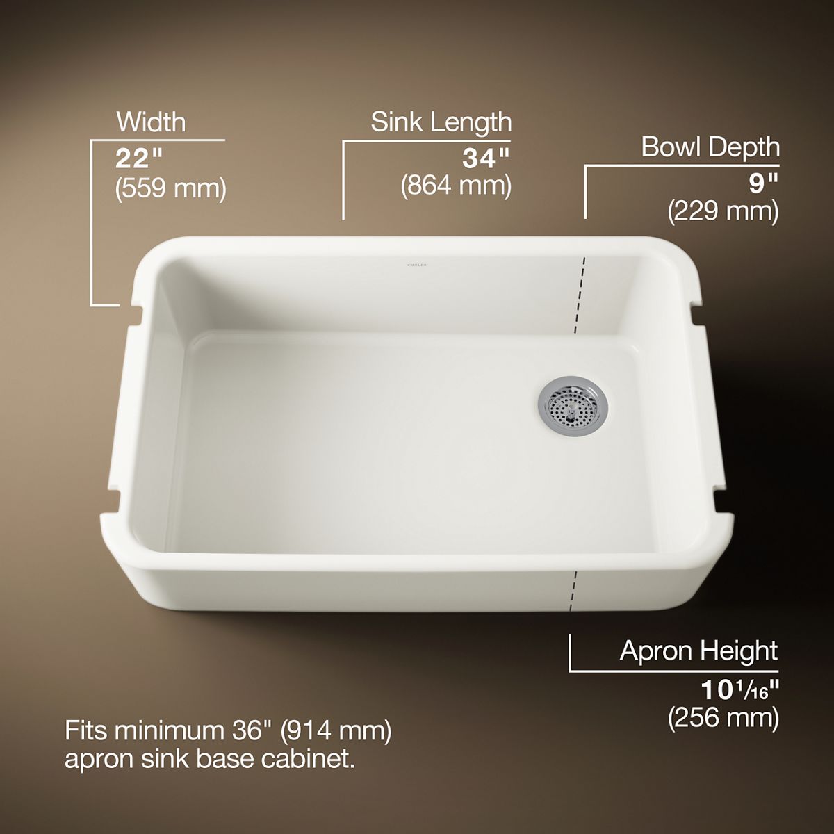3/4 view of product with dimensions