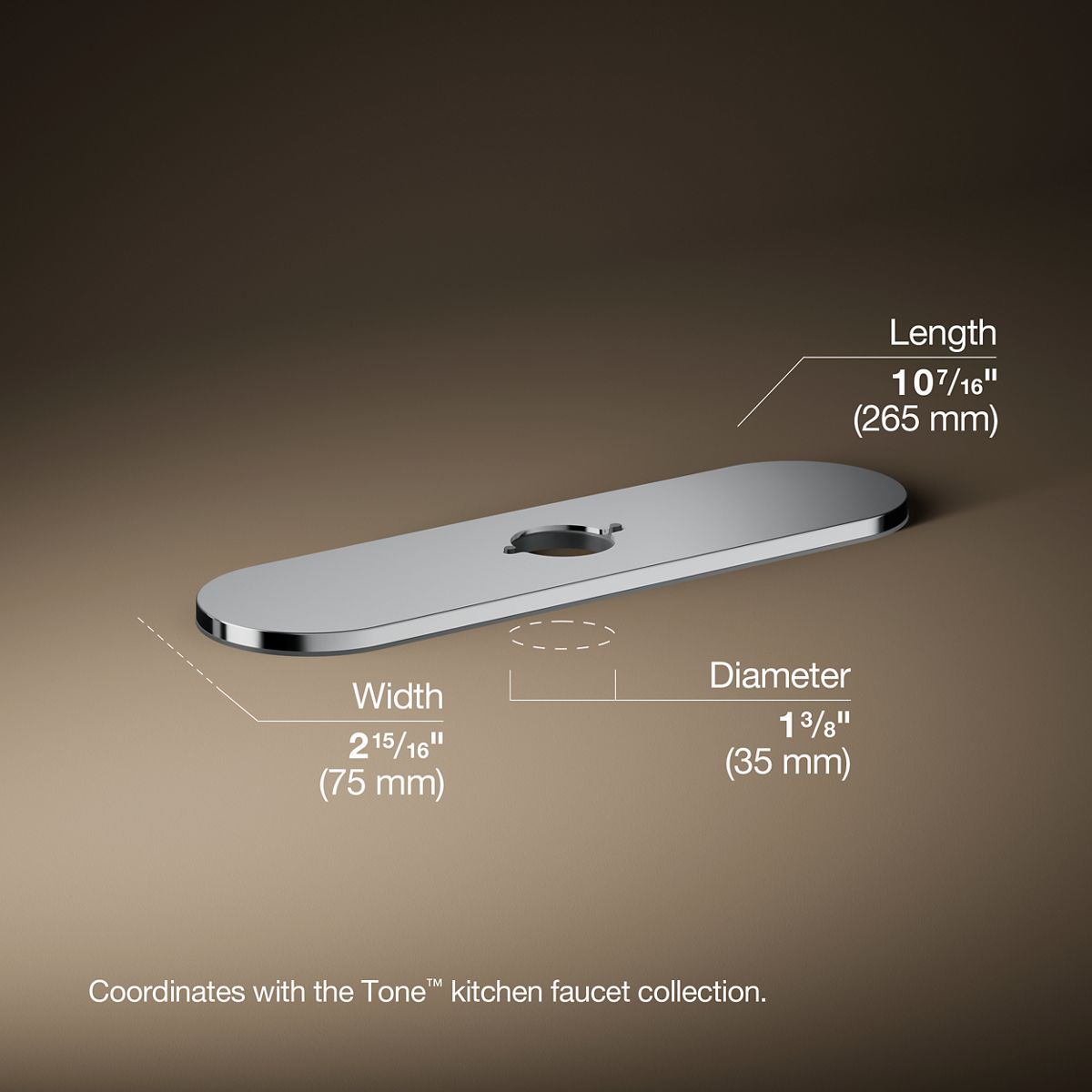 3/4 view of product with dimensions
