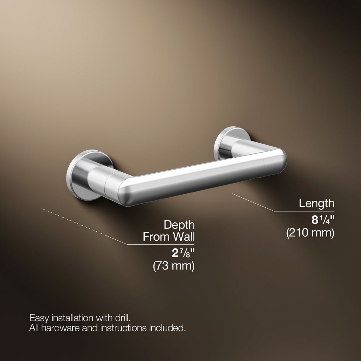 3/4 view of product with dimensions