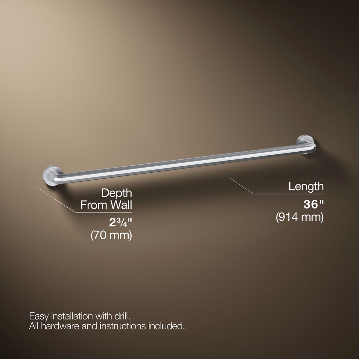 3/4 view of product with dimensions
