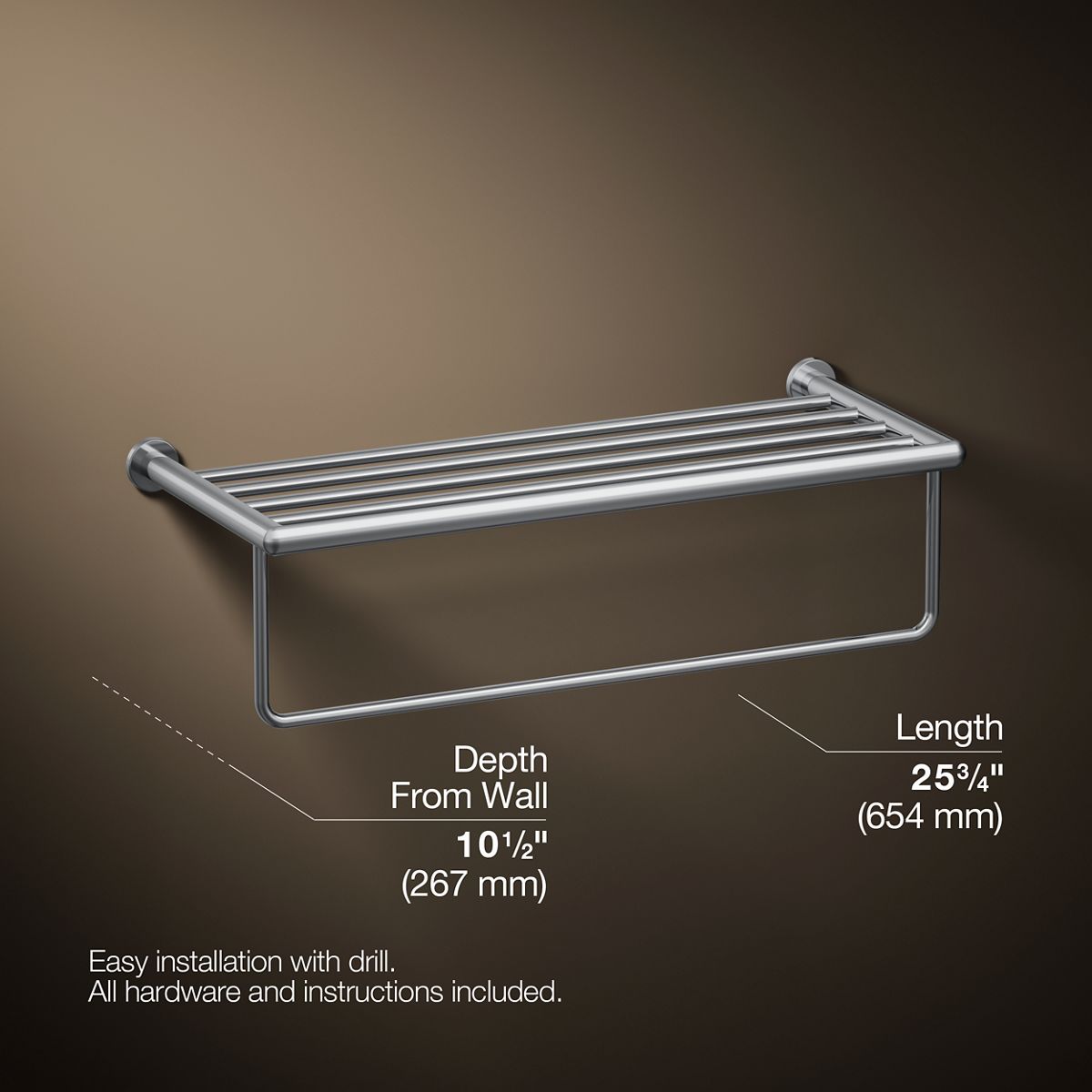 3/4 view of product with dimensions