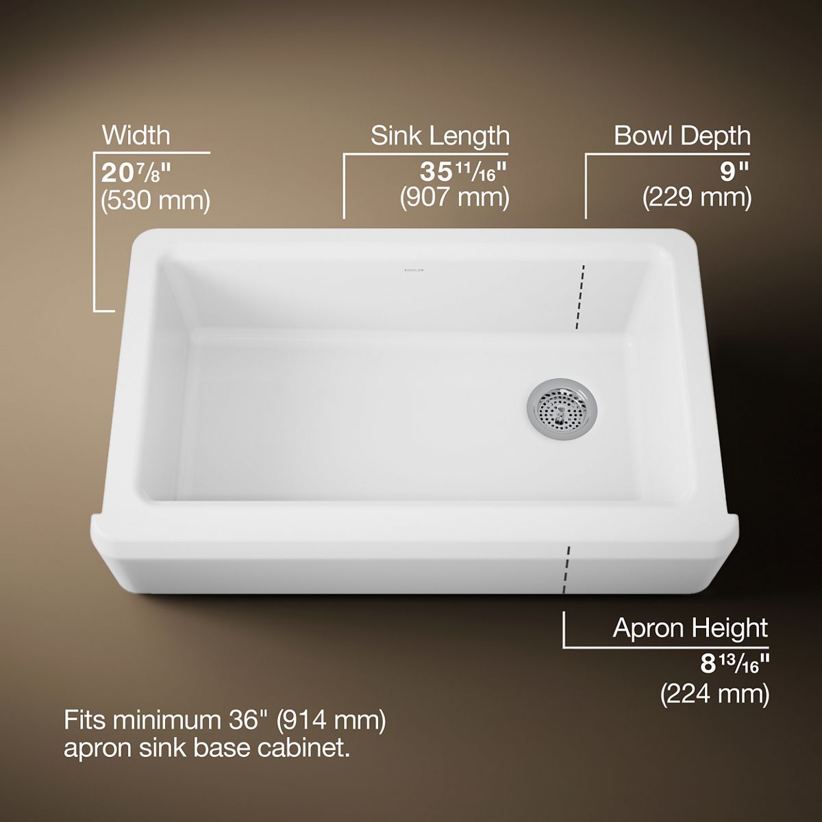 3/4 view of product with dimensions
