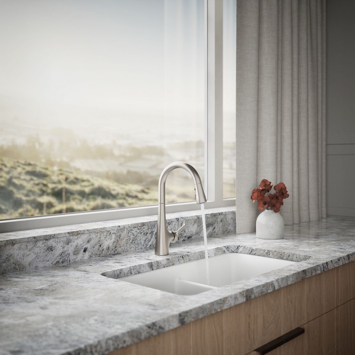 Tempered Pull-Down Single-Handle Kitchen Sink Faucet | K-24661