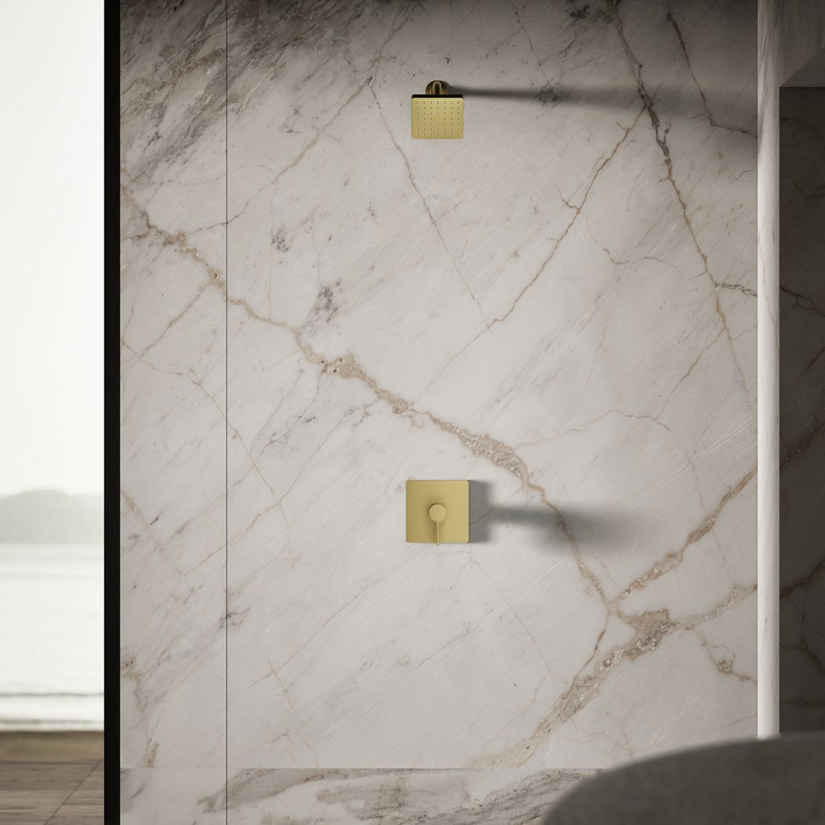 Up to 2 walls & multiple product categories visible, 1-point perspective