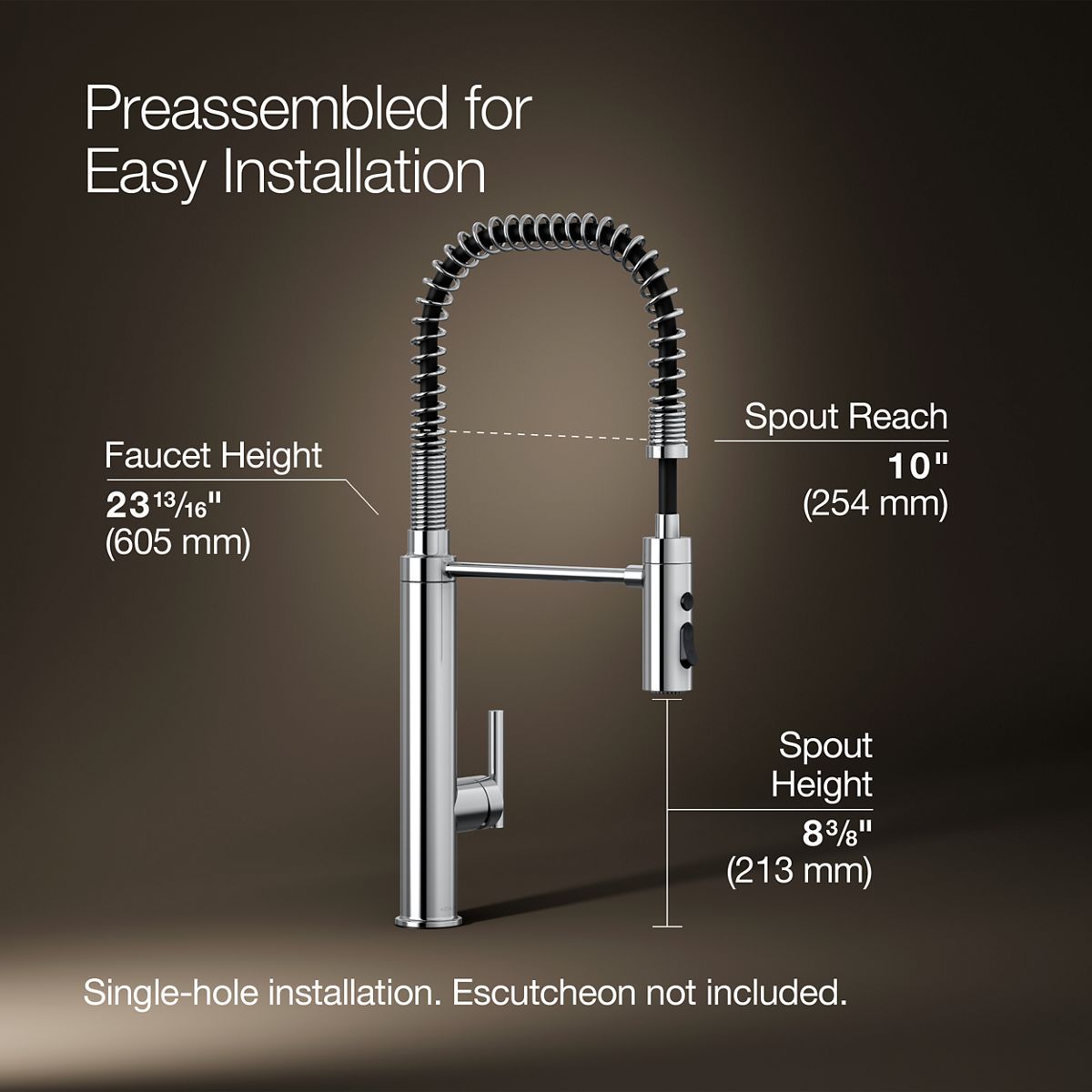 3/4 view of product with dimensions