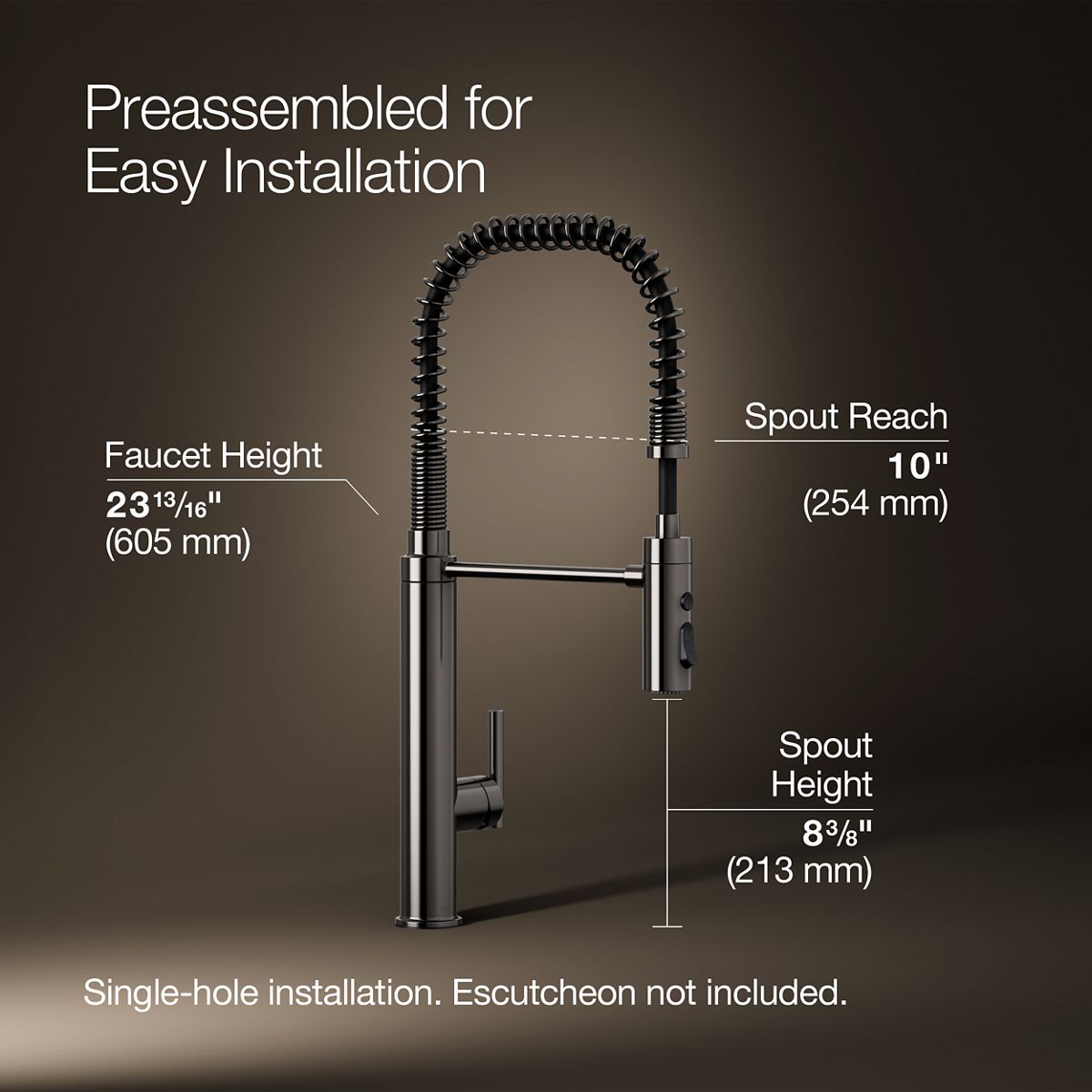 3/4 view of product with dimensions
