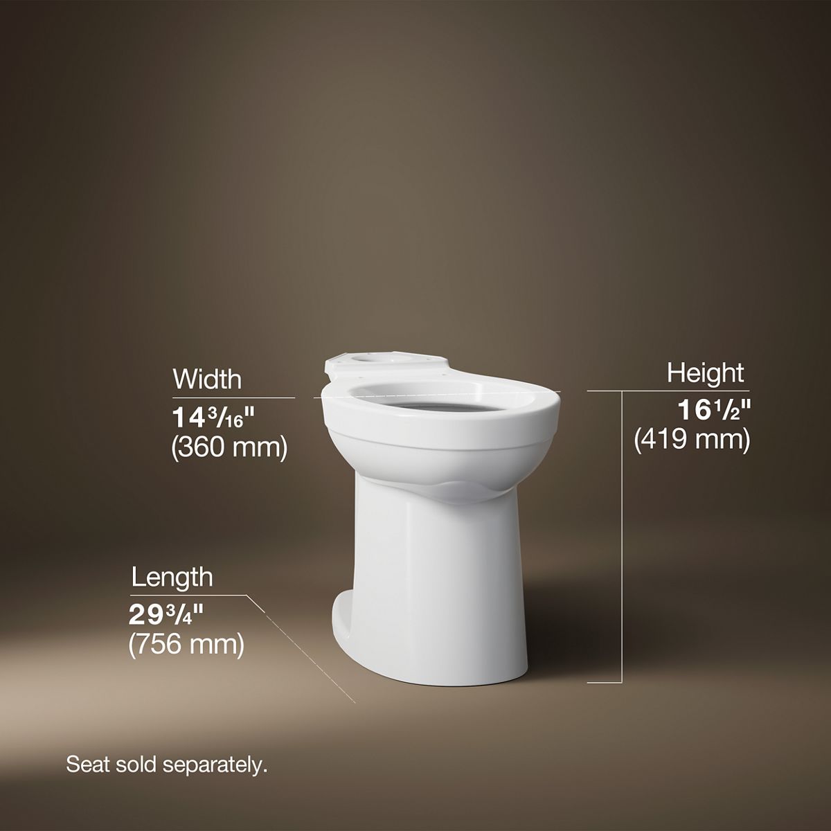 3/4 view of product with dimensions