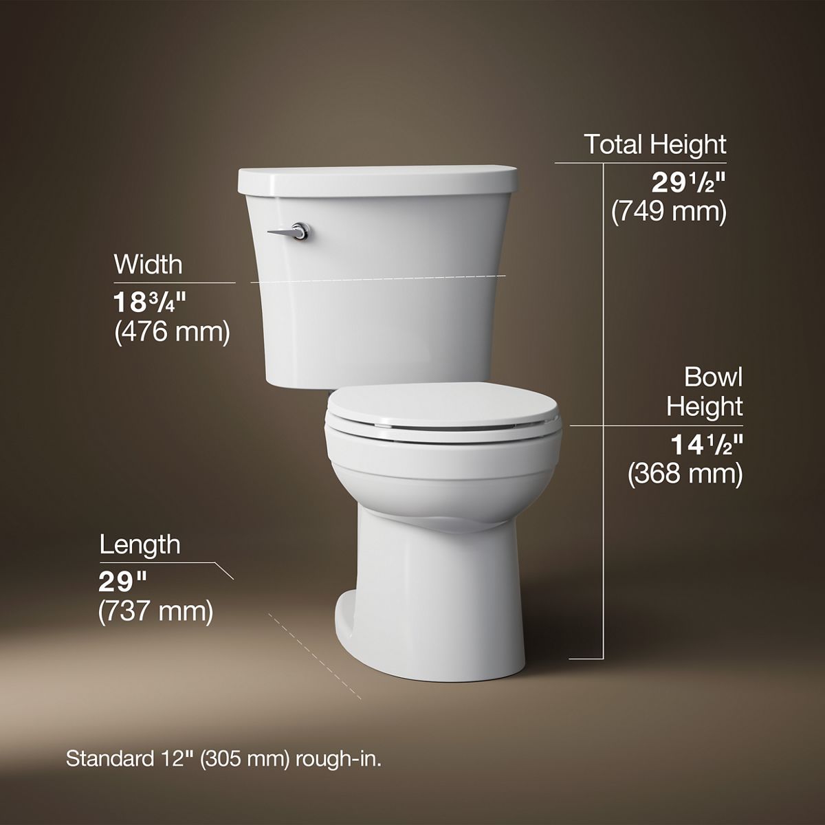 3/4 view of product with dimensions