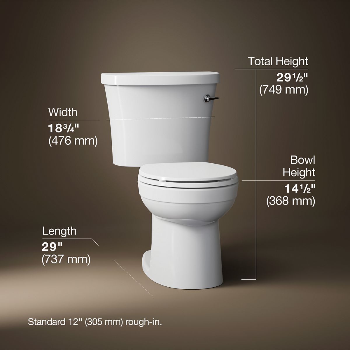3/4 view of product with dimensions