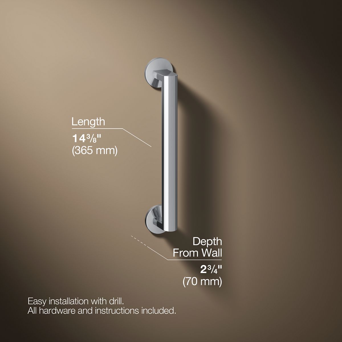 3/4 view of product with dimensions