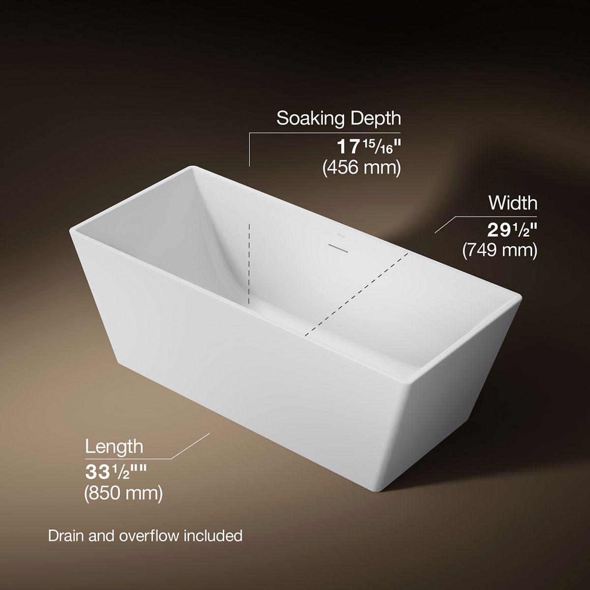 3/4 view of product with dimensions