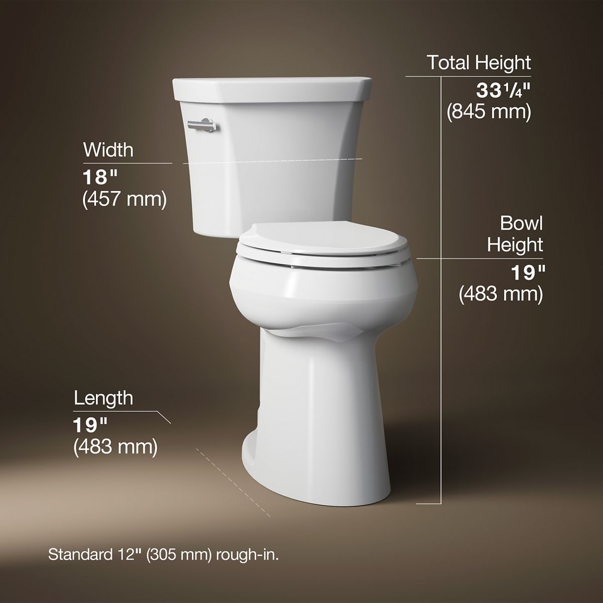3/4 view of product with dimensions