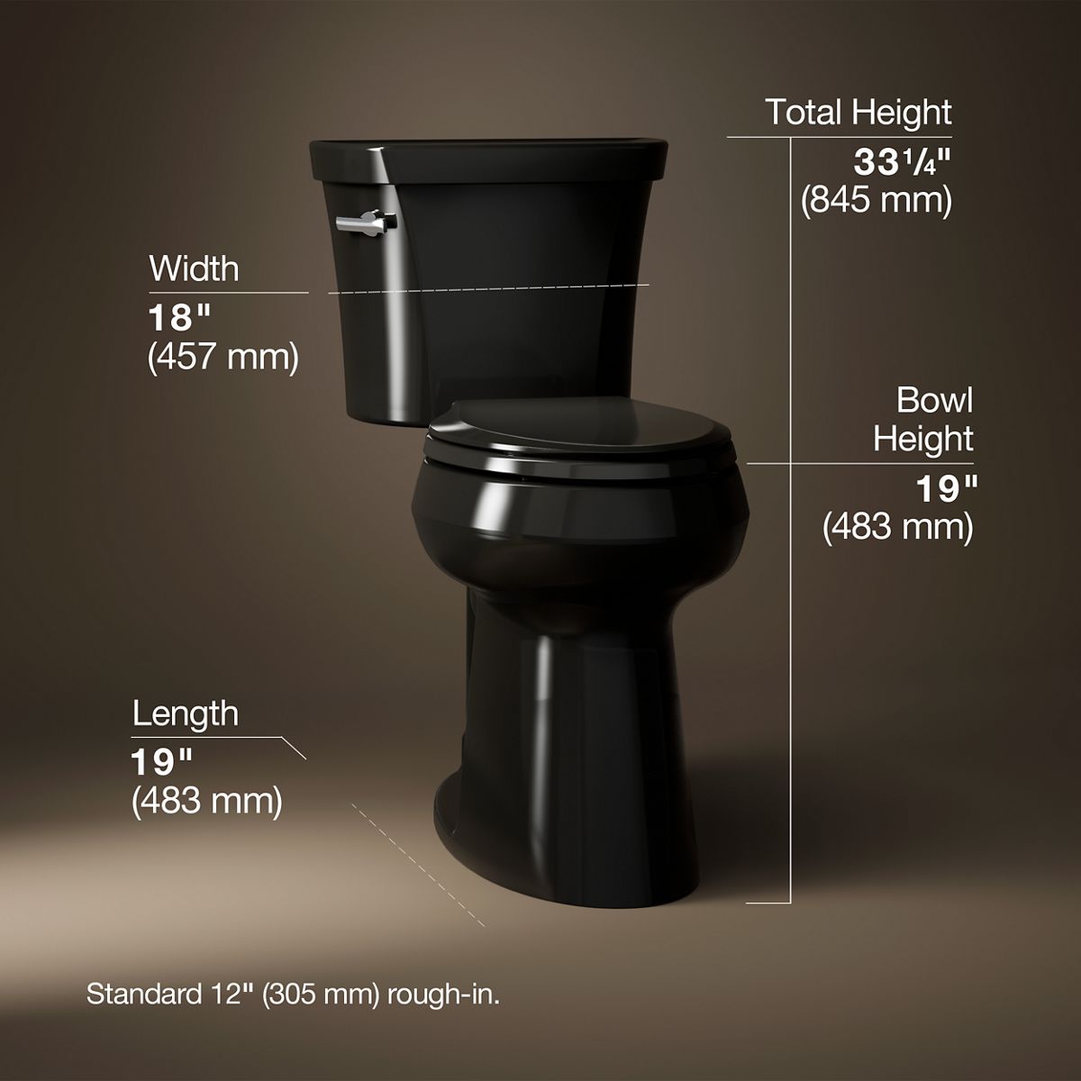 3/4 view of product with dimensions