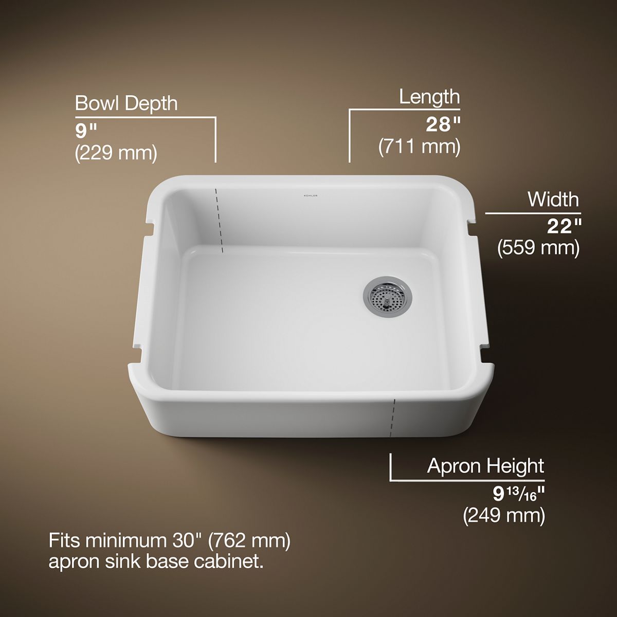 3/4 view of product with dimensions