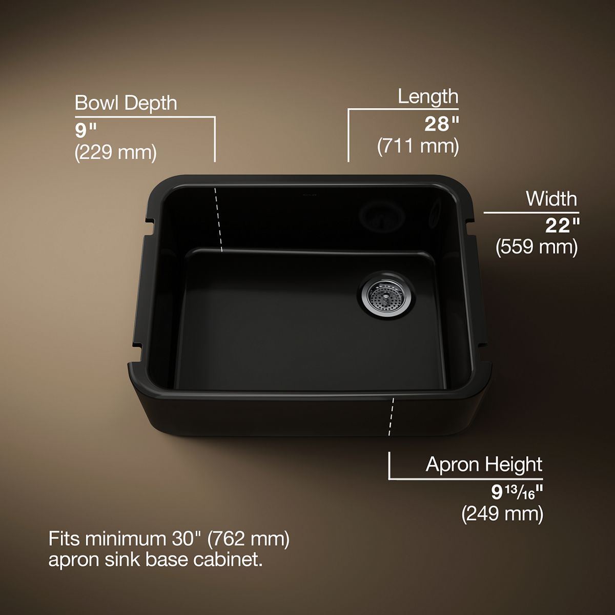 3/4 view of product with dimensions