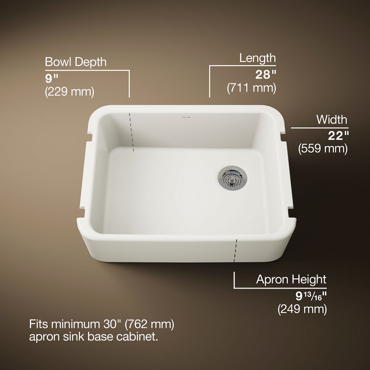 3/4 view of product with dimensions