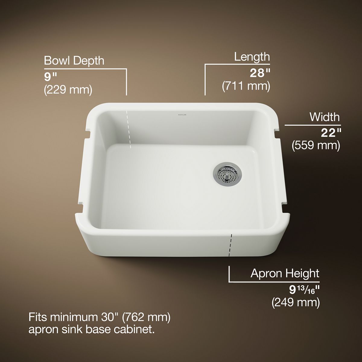 3/4 view of product with dimensions
