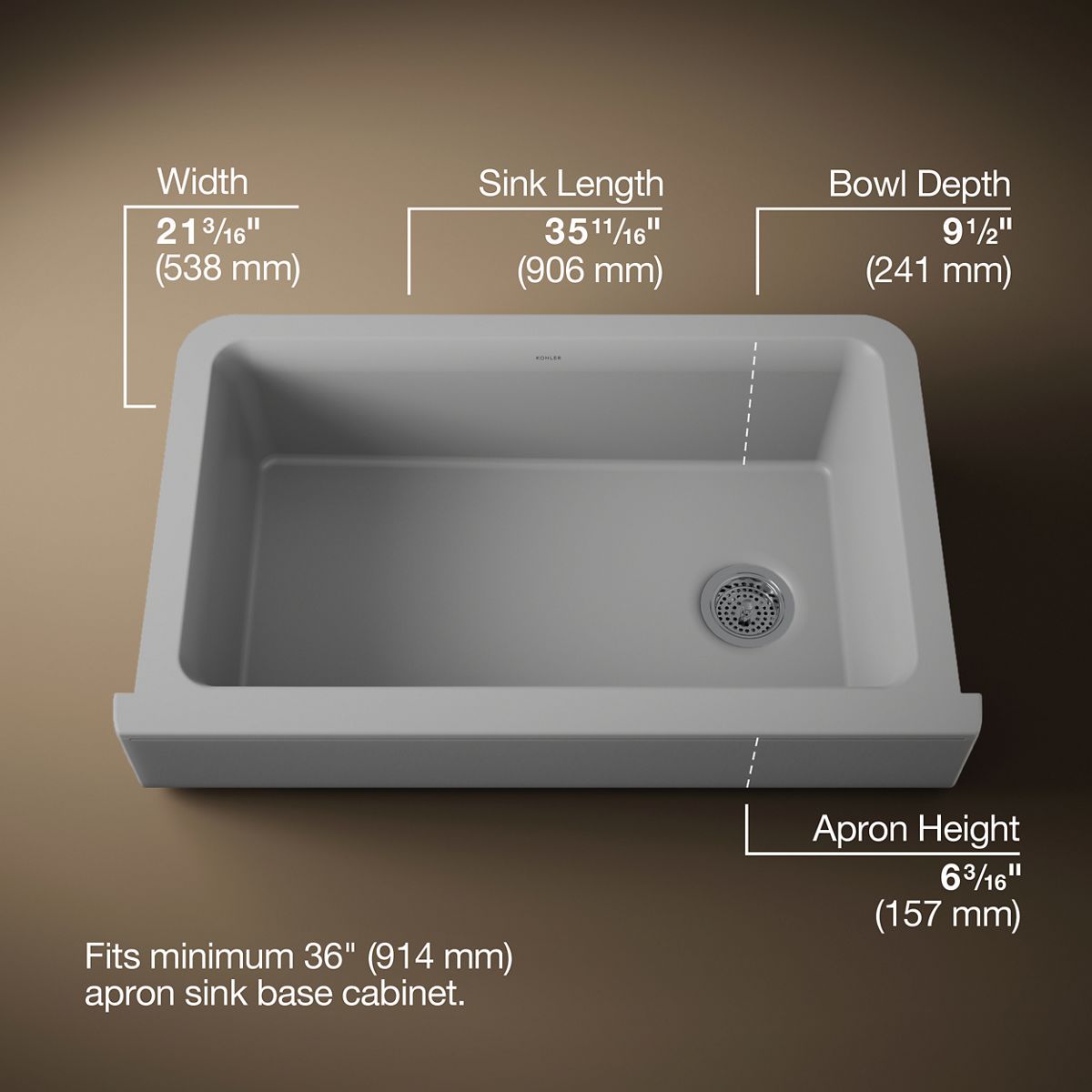 3/4 view of product with dimensions
