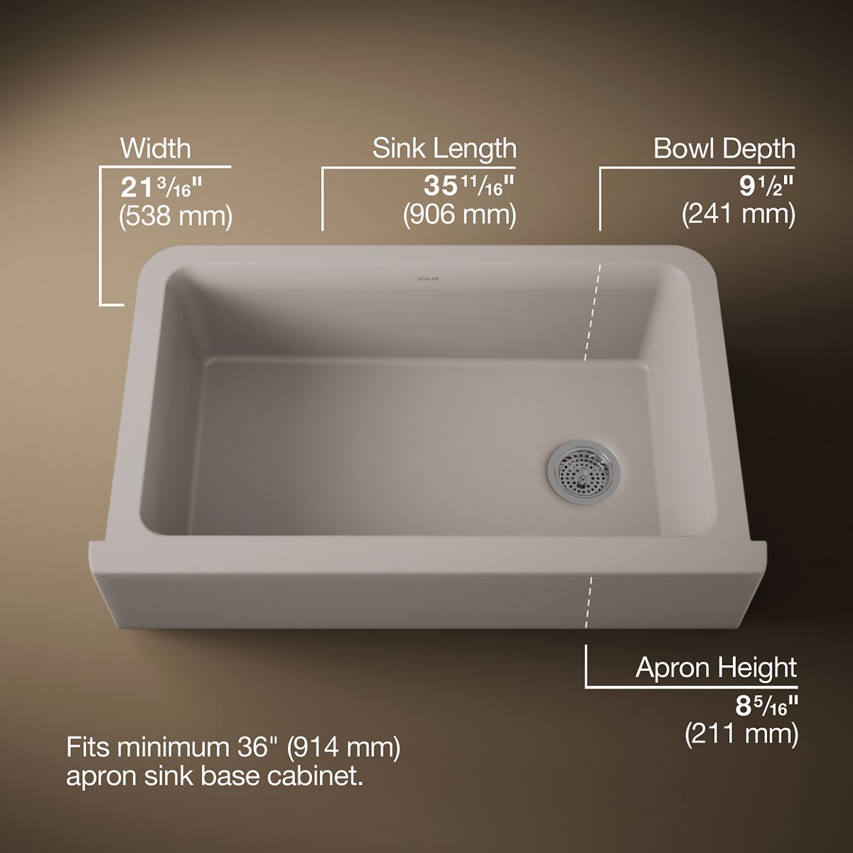 3/4 view of product with dimensions