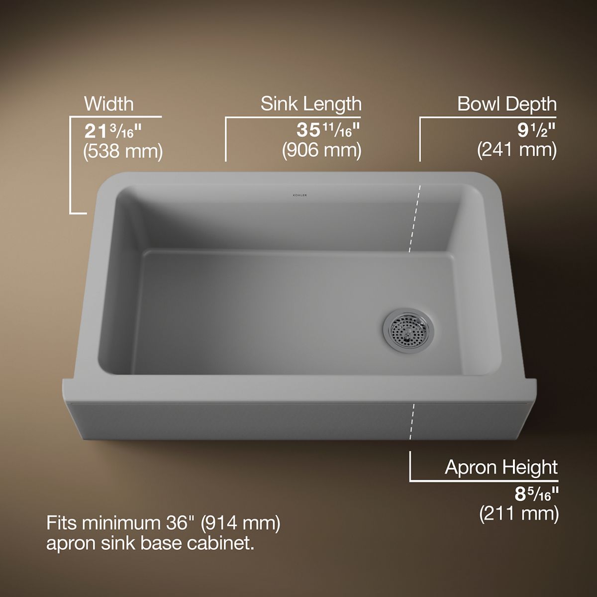 3/4 view of product with dimensions