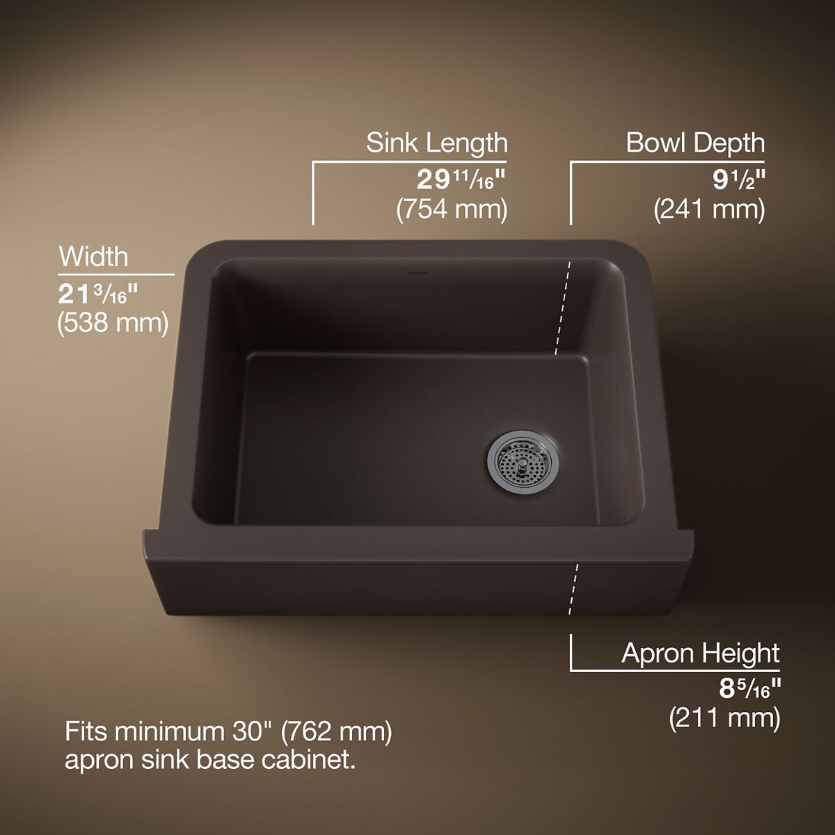 3/4 view of product with dimensions